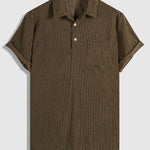 Men's Corduroy Half Button Short Sleeve POLO