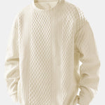 Relax Fit Geometric Jacquard Crew Neck Sweatshirt