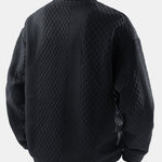 Relax Fit Geometric Jacquard Crew Neck Sweatshirt