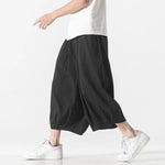 Retro Ice Silk Linen Over-the-Knee Pants