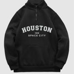 Men's stand collar zipper letter print fleece sweatshirt