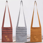 Buddha Stones Spiritual Mind Practice Lotus Embroidered Cotton Shoulder Bag Crossbody Bag