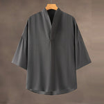 Retro-style Cotton Linen Loose V-neck Shirt