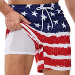 2 In 1 Stars And Stripes Print Swim Shorts