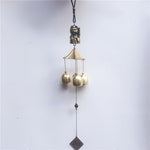 Buddha Stones Auspicious Wealth Cat Wall Hanging Chime Bell Copper Luck Handmade Home Decoration