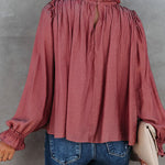 Zeagoo Ruffle Long Sleeve T-Shirt Crewneck Top for Women Cute Summer Casual 2026 | Under $40