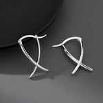 Buddha Stones Geometric Cross Design Luck Hoop Earrings