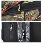 Buddha Stones Peacock Embroidery Canvas Tassel Backpack