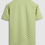 Men's solid color seersucker textured plaid casual short-sleeved shirt