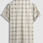 Men's Corduroy Plaid Button-Down Short Sleeve Shirt