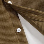 Men's Corduroy Textured Double Pocket Buttoned Long Sleeve Shirt