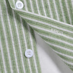 Men's Textured Striped Cuban Collar Short Sleeve Shirt