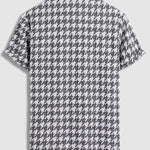 Men's houndstooth textured plaid casual short-sleeved shirt