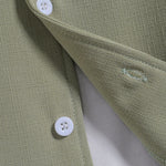 Men's Solid Color Textured Cuban Collar Long Sleeve Shirt