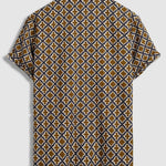 Men's retro ethnic print corduroy half-sleeved POLO
