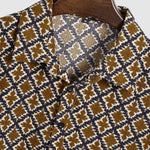 Men's retro ethnic print corduroy half-sleeved POLO