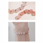 Buddha Stones Natural Gradient Agate Reincarnation Knot Peach Blossom Wealth Luck Handmade String Bracelet