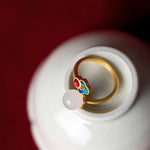 White Jade Auspicious Cloud Blessing Luck Ring