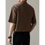 Loose Stand Collar Ice Silk Texture Casual Shirt