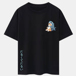 Cat In Shark Costume Print Drop Shoulder Oversize T-Shirt
