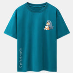 Cat In Shark Costume Print Drop Shoulder Oversize T-Shirt