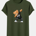 Cool Bear Print Cotton Arc Hem T-Shirt
