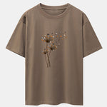 Dandelion Cat Print Drop Shoulder Oversize T-Shirt