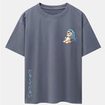 Cat In Shark Costume Print Drop Shoulder Oversize T-Shirt