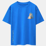 Cat In Shark Costume Print Drop Shoulder Oversize T-Shirt