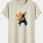 Cool Bear Print Cotton Arc Hem T-Shirt