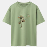 Dandelion Cat Print Drop Shoulder Oversize T-Shirt