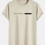 Balance Stripe Print Cotton Arc Hem T-Shirt