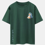 Cat In Shark Costume Print Drop Shoulder Oversize T-Shirt