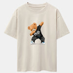 Cool Bear Print Drop Shoulder Oversize T-Shirt