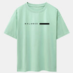 Balance Stripe Print Drop Shoulder Oversize T-Shirt