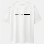 Balance Stripe Print Drop Shoulder Oversize T-Shirt