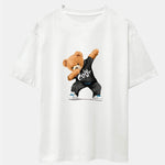 Cool Bear Print Drop Shoulder Oversize T-Shirt