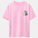 Cat In Shark Costume Print Drop Shoulder Oversize T-Shirt