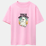 Ghost Slogan Print Drop Shoulder Oversize T-Shirt