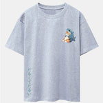 Cat In Shark Costume Print Drop Shoulder Oversize T-Shirt