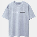Balance Stripe Print Drop Shoulder Oversize T-Shirt