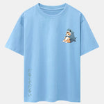Cat In Shark Costume Print Drop Shoulder Oversize T-Shirt