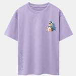 Cat In Shark Costume Print Drop Shoulder Oversize T-Shirt