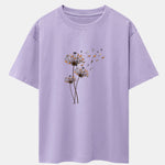 Dandelion Cat Print Drop Shoulder Oversize T-Shirt