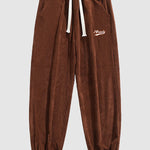 Men's corduroy letter embroidered preppy casual pants