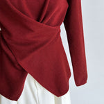 Irregular Hem Cross-over Knit Sweater