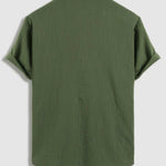 Men's Solid Color Faux Cotton Linen Casual Short Sleeve Shirt
