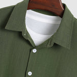 Men's Solid Color Faux Cotton Linen Casual Short Sleeve Shirt