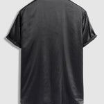Men's satin striped business short-sleeved shirt casual shorts set