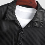 Men's satin striped business short-sleeved shirt casual shorts set